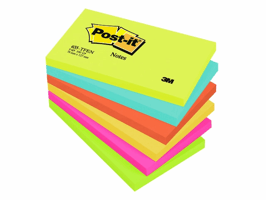 Post-it® Notitieblok Energetic 76 x 127 mm (pak 6 blokken)