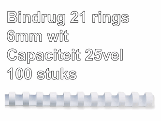 BINDRUG FELLOWES 6MM 21RINGS A4 WIT artikel afbeelding
