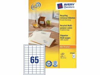 ETIKET AVERY ZWECK LR3666 38X21.2MM 6500ST RECY artikel afbeelding