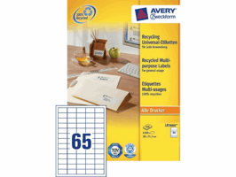 Etiket Avery Zweckform LR3666 38x21.2mm recycled wit 6500stuks