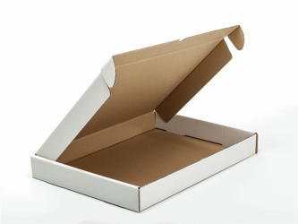 Postpack Fefco 0427 430x320x50mm, kleur wit/bruin, dikte B-Golf 3mm. artikel afbeelding