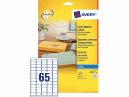 Etiket Avery J8551-25 38.1x21.2mm transparant 1625stuks