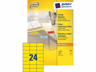 ETIKET AVERY ZWECK 3451 70X37MM GEEL 2400ST  artikel afbeelding