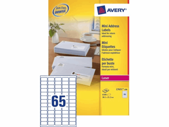 ETIKET AVERY L7651-100 38.1X21.2MM 6500ST artikel afbeelding
