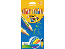 BIC® Kids™ Tropicolors kleurpotloden, zeshoekige huls, loodstiften assorti (pak 12 stuks)