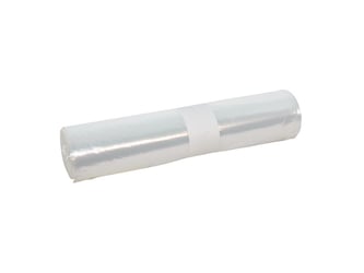 Zakken. Materiaal LDPE. Breedte 90 cm x Lengte 120 cm. Inhoud 190 liter. Dikte 100 micron. Kleur Wit. Verpakt per 10 rol á 10 zakken