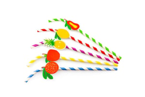 Buigrietje papier (FSC®) streep assorti met fruit, ø 6 mm / 24cm