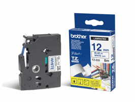 Brother TZe233 Labeltape, 12 mm x 8 m, Blauw op Wit
