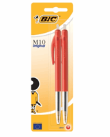 Balpen Bic M10 medium rood bister à 2 stuks