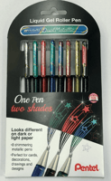 Gelschrijver Pentel K110 Dual medium metallic assorti blister à 8 stuks