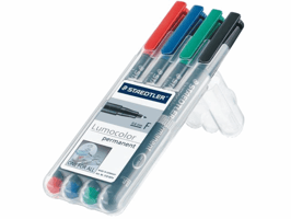 Viltstift Staedtler Lumocolor 318 permanent F set à 4 stuks assorti