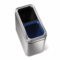 Afvalbak Slim Open Recycler, Simplehuman, kleur mat RVS, model VB 016689 artikel afbeelding