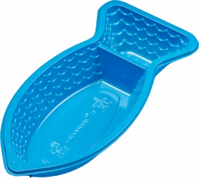 C-Foodtray Type 71 203x95x35 PS Blauw Inhoud 230CC. Sausinhoud 60CC. Doosinhoud 1000 St. artikel afbeelding