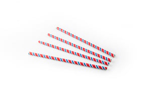 Drinkrietje papier (FSC®) streep RWB, ø 8 mm / 23cm