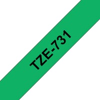 Brother TZe731 Labeltape, 12 mm x 8 m, Zwart op Groen