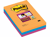 Post-it® Blok gelinieerde Super Sticky Notes, 101 x 152 mm, ultrablauw, ultraroze en neonoranje, verpakking van 3, 90 vellen (pak 3 stuks)