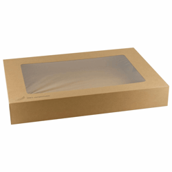 Kraft cateringdoos met PLA venster 56x38x8cm artikel afbeelding