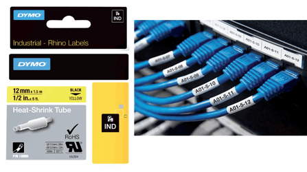 Dymo Rhino krimpkous 12mmx1.5m zwart op geel 18056 artikel afbeelding