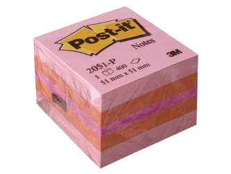 MEMOBLOK MINIKUBUS 3M POST-IT 2051P 51X51MM ROZE artikel afbeelding