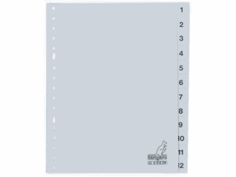 Kangaro Tabblad grijs kunststof A5, 17 rings, 1-12 (set 12 stuks) artikel afbeelding