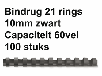 BINDRUG FELLOWES 10MM 21RINGS A4 ZWART artikel afbeelding