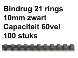 Bindrug Fellowes 10mm 21rings A4 zwart 100 stuks
