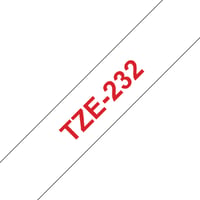Brother TZe232 Labeltape, 12 mm x 8 m, Rood op Wit