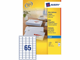 Etiket Avery J8651-100 38.1x21.2mm wit 6500stuks