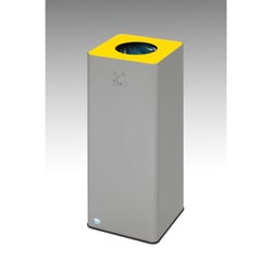 QUADRO afvalbak voor kringloopmateriaal plaatstaal, met klemring zilverkleurig/geel