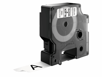 Dymo D1 labeltape 19 mm x 3,5 m nylon zwart op wit 16958 artikel afbeelding