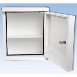 Verbandkast conform DIN 13157 zonder inhoud, wit, diepte 200 mm h x b = 420x360 mm