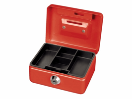 Geldkist MAUL met muntgleuf en slot 125x95x60mm rood