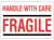 Gevarenetiket A15,  98X79mm wit opdruk zwart-rood. Bedrukking Handle With Care - Fragile artikel afbeelding