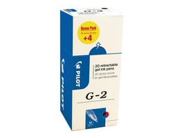 Pilot G-2 Value Pack 16 en 4 Gelpen Rolschrijvers, Medium Punt 0.7 mm, Zwart, Blauw, Rood (pak 20 stuks)