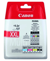 INKCARTRIDGE CANON CLI-581XXL ZWART + 3 KLEUREN artikel afbeelding