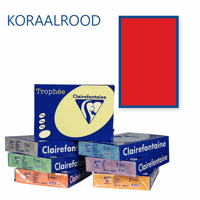 Clairefontaine Trophee kopieerpapier A3 420x297 160 g/m². Kleur: Koraalrood. Artikelcode: 1005 (Doos à 4 Pak à 250 Vel)