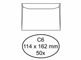 Envelop Hermes bank C6 114x162mm zelfklevend wit pak à 50 stuks