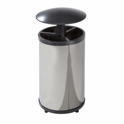 Kringloopmateriaal verzamelstation inhoud 3x30 l, h x Ø = 720x420 mm, roestvast staal met dak