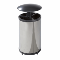 Afvalbak voor kringloopmateriaal, rond inhoud 3x30 l, h x Ø = 720x420 mm, roestvast staal (Hoogte: 950 mm; Uitrusting: binnenemmer, met deksel)