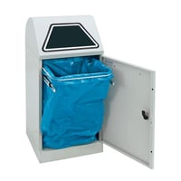 Afvalbak voor kringloopmateriaal, inwerpklep handbediend inhoud 60 l met afvalzakhouder, lichtgrijs