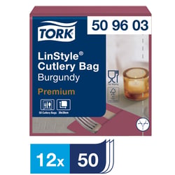 Servetten Tork 509603 LinStyle Pochette donkerrood burgundy 19.5x9.8cm 50stuks