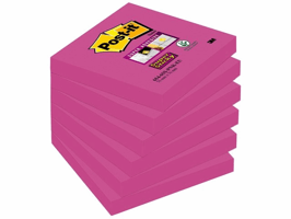 Post-it® Super Sticky - Neon Mono Colour Pack 76 x 76 mm, fuchsia (pak 6 x 90 vel)