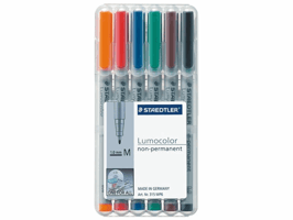 Viltstift Staedtler Lumocolor 315 non permanent M set à 6 stuks assorti