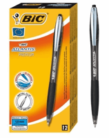 Balpen Bic Atlantis soft metalen clip clic medium zwart
