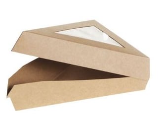 Kraft/PLA taartpunt doosje + venster 167x129x45mm