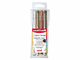 Rollerpen Uni-ball Signo breed metallic assorti etui à 4 stuks