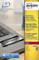 Etiket Avery L6008-20 25.4x10mm zilver 3780stuks
