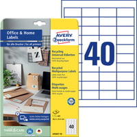 Etiket Avery Zweckform LR3657-10 48.5x25.4mm recycled wit 400stuks