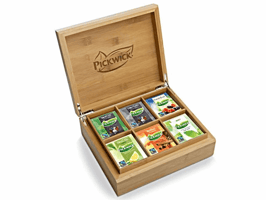 Pickwick Theezakjes, houten doos, 6 verschillende smaken (doos 60 stuks)