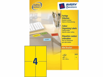 ETIKET AVERY ZWECK 3459 105X148MM 400ST GEEL artikel afbeelding